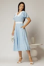 Rochie midi bleu cu floricele brodate si guler alb, 3, dyfashion.ro