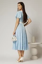 Rochie midi bleu cu floricele brodate si guler alb, 2, dyfashion.ro