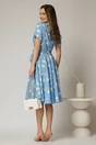 Rochie midi bleu cu imprimeu cu aspect petrecut si cordon in talie, 2, dyfashion.ro