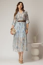 Rochie midi bleu cu imprimeuri din tencel, 3, dyfashion.ro