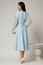 Rochie midi bleu cu maneci din dantela si cordon detasabil, 2, dyfashion.ro