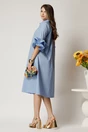 Rochie midi bleu din bumbac tip camasa cu croi A, 2, dyfashion.ro