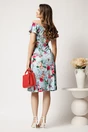 Rochie midi bleu din lycra cu trandafiri roz, 2, dyfashion.ro