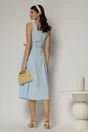 Rochie midi bleu din poplin cu nasturi si curea in talie, 2, dyfashion.ro