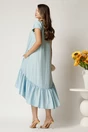 Rochie midi bleu din rayon cu croi tip A si broderie florala, 2, dyfashion.ro
