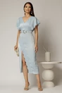Rochie midi bleu din satin cu insertii de dantela, 3, dyfashion.ro
