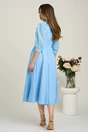 Rochie midi bleu din stofa clos cu maneci din voal- LaDonna, 2, dyfashion.ro