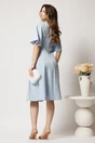 Rochie midi bleu din stofa in clini cu pliuri si buzunare, 2, dyfashion.ro