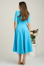 Rochie midi bleu din stofa in clos cu floare si margelute- LaDonna, 2, dyfashion.ro
