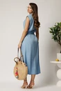 Rochie midi bleu din viscoza cu nasturi si cordon, 2, dyfashion.ro