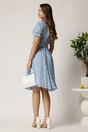 Rochie midi bleu din viscoza in clos cu buline si curea in talie, 2, dyfashion.ro