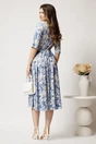 Rochie midi bleu din viscoza in clos cu flori albe, 2, dyfashion.ro