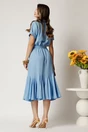 Rochie midi bleu din viscoza in clos cu nasturi si cordon, 2, dyfashion.ro