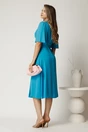 Rochie midi bleu din voal cu fundita in talie, 2, dyfashion.ro