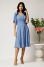 Rochie midi bleu din voal in clos cu decolteu, 3, dyfashion.ro
