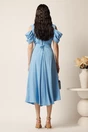 Rochie midi bleu din voal in clos cu decupaje la umeri si cordon in talie- LaDonna, 2, dyfashion.ro
