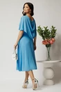 Rochie midi bleu din voal in clos cu strasuri in talie, 2, dyfashion.ro