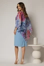Rochie midi bleu eleganta cu capa din voal cu imprimeu floral, 2, dyfashion.ro