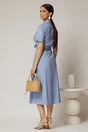 Rochie midi bleu tip camasa din poplin cu cordon in talie, 2, dyfashion.ro