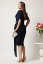 Rochie midi bleumarin conica din lurex cu aplicatie din voal, 2, dyfashion.ro
