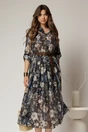 Rochie midi bleumarin cu imprimeuri din tencel, 1, dyfashion.ro