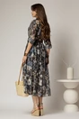 Rochie midi bleumarin cu imprimeuri din tencel, 2, dyfashion.ro