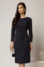 Rochie midi bleumarin cu lurex si detaliu pe talie, 1, dyfashion.ro