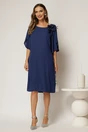 Rochie midi bleumarin de ocazie din voal cu aplicatie florala, 3, dyfashion.ro