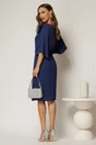 Rochie midi bleumarin de ocazie din voal cu aplicatie florala, 2, dyfashion.ro