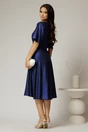 Rochie midi bleumarin de ocazie din voal cu sidef si decolteu in V, 2, dyfashion.ro