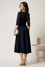 Rochie midi bleumarin din stofa in clos cu floare in talie, 3, dyfashion.ro