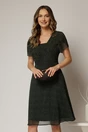 Rochie midi bleumarin din voal cu buline si maneci scurte petrecute, 1, dyfashion.ro