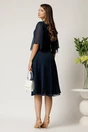 Rochie midi bleumarin din voal in clos cu broderie florala pe talie, 2, dyfashion.ro