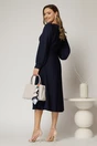 Rochie midi bleumarin din voal plin cu volanase la bust, 2, dyfashion.ro
