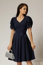 Rochie midi bleumarin din voal si cordon detasabil, 1, dyfashion.ro