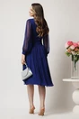 Rochie midi bleumarin in clos din matase naturala- Leonard Collection, 2, dyfashion.ro
