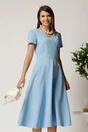 Rochie midi blue din voal in clos cu decolteu petrecut, 1, dyfashion.ro