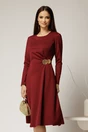 Rochie midi bordo clos cu accesoriu auriu in talie si pliuri, 1, dyfashion.ro