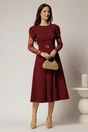 Rochie midi bordo cu maneci din dantela si cordon detasabil, 3, dyfashion.ro