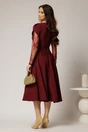 Rochie midi bordo cu maneci din dantela si cordon detasabil, 2, dyfashion.ro