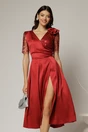 Rochie midi bordo de ocazie din tafta si paiete, 1, dyfashion.ro