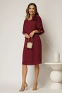 Rochie midi bordo de ocazie din voal cu aplicatie florala, 3, dyfashion.ro