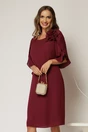 Rochie midi bordo de ocazie din voal cu aplicatie florala, 1, dyfashion.ro