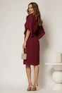 Rochie midi bordo de ocazie din voal cu aplicatie florala, 2, dyfashion.ro