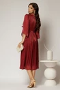 Rochie midi bordo de ocazie din voal peliculizat cu perle pe talie, 2, dyfashion.ro
