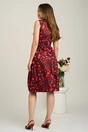 Rochie midi bordo din bumbac in clini cu trandafiri rosii, 2, dyfashion.ro