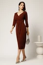 Rochie midi bordo din lurex cu croi conic si fusta petrecuta, 3, dyfashion.ro