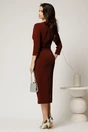 Rochie midi bordo din lurex cu croi conic si fusta petrecuta, 2, dyfashion.ro