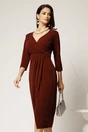 Rochie midi bordo din lurex cu croi conic si fusta petrecuta, 1, dyfashion.ro