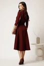 Rochie midi bordo din stofa cu cordon in talie, 3, dyfashion.ro